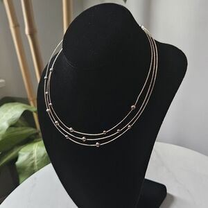 Three Strand Milor Floating Bead, "Sterling Silver" Choker Necklace